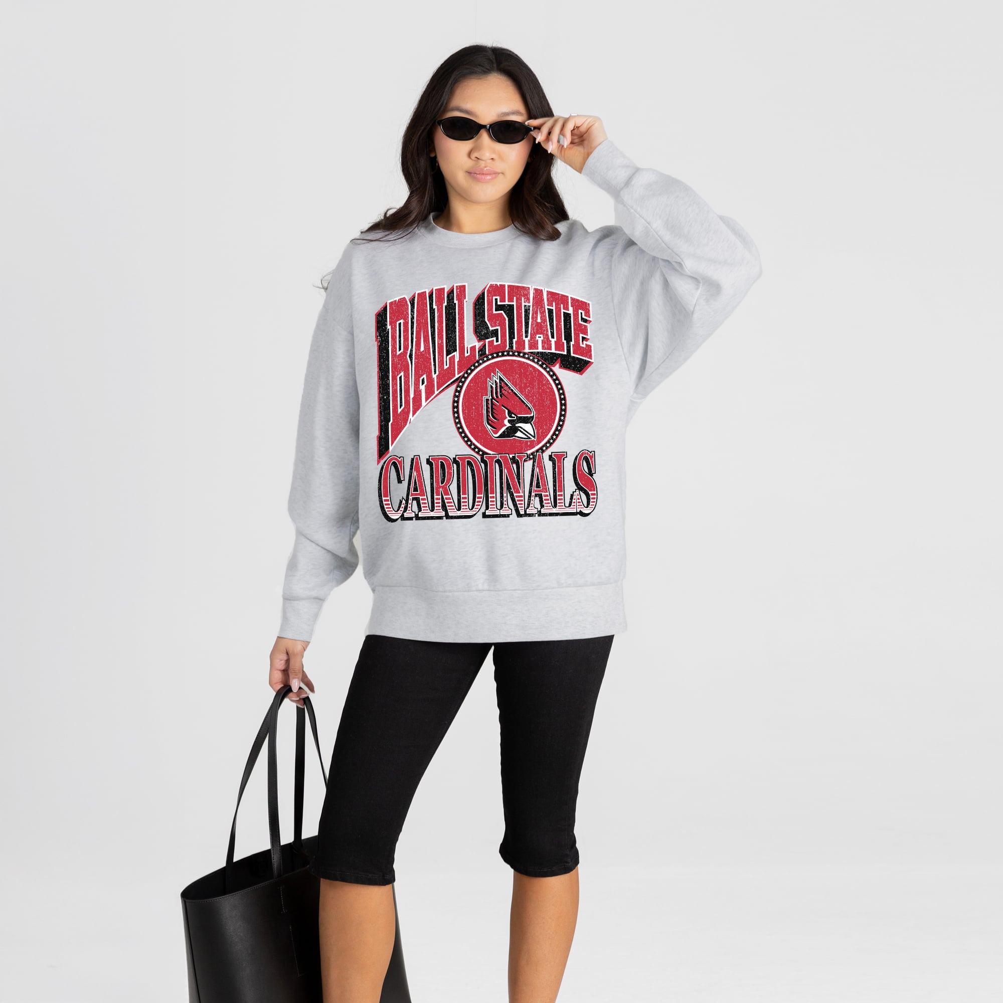 Women's Gameday Couture Ash Ball State Cardinals Game On Sweatshirt