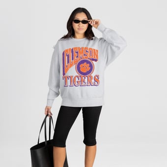Women's Gameday Couture Ash Clemson Tigers Game On Sweatshirt