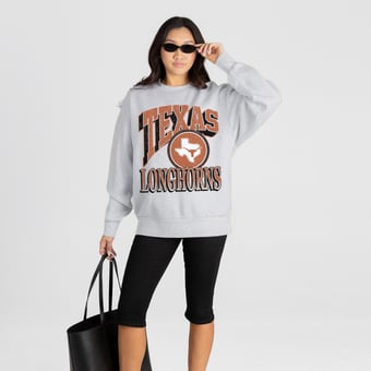 Women's Gameday Couture Ash Texas Longhorns Game On Sweatshirt