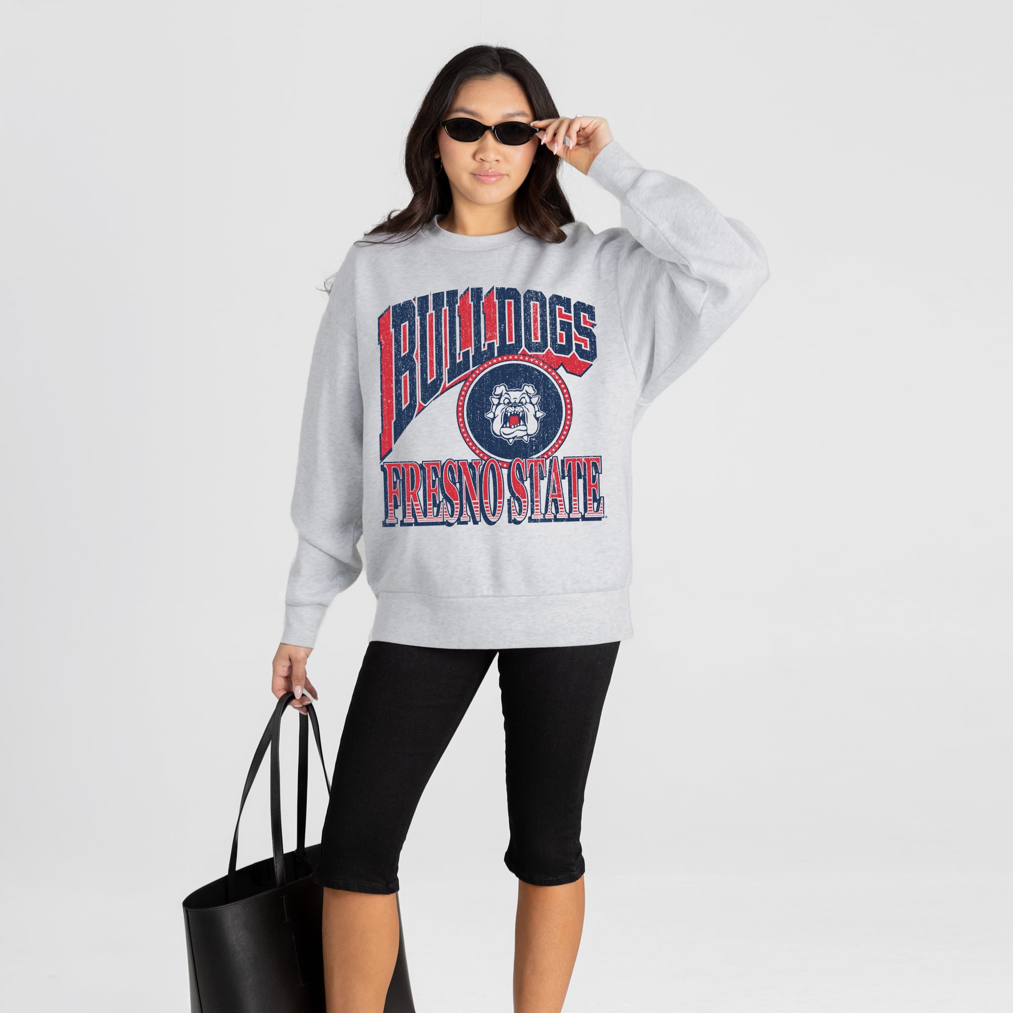 Women's Gameday Couture Ash Fresno State Bulldogs Game On Sweatshirt