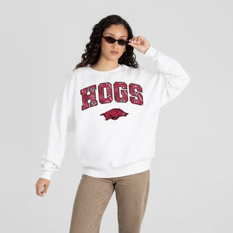 Women's Gameday Couture White Arkansas Razorbacks Sweet Play Sweatshirt