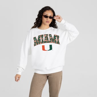 Women's Gameday Couture White Miami Hurricanes Sweet Play Sweatshirt