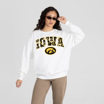 Women's Gameday Couture White Iowa Hawkeyes Sweet Play Sweatshirt