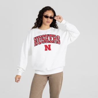 Women's Gameday Couture White Nebraska Huskers Sweet Play Sweatshirt