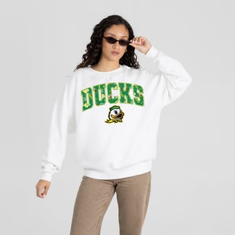 Women's Gameday Couture White Oregon Ducks Sweet Play Sweatshirt