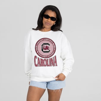 Women's Gameday Couture White South Carolina Gamecocks Endzone Sweatshirt
