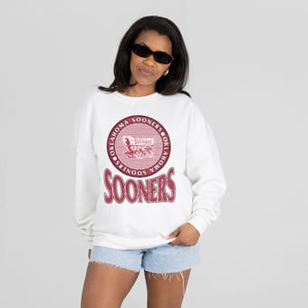 Women's Gameday Couture White Oklahoma Sooners Endzone Sweatshirt