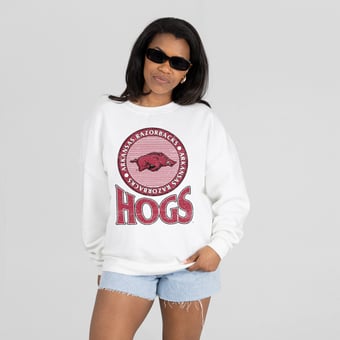 Women's Gameday Couture White Arkansas Razorbacks Endzone Sweatshirt