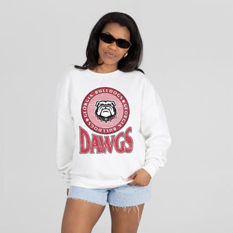 Women's Gameday Couture White Georgia Bulldogs Endzone Sweatshirt