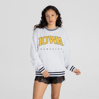 Women's Gameday Couture Ash Iowa Hawkeyes Easy Energy Sweatshirt