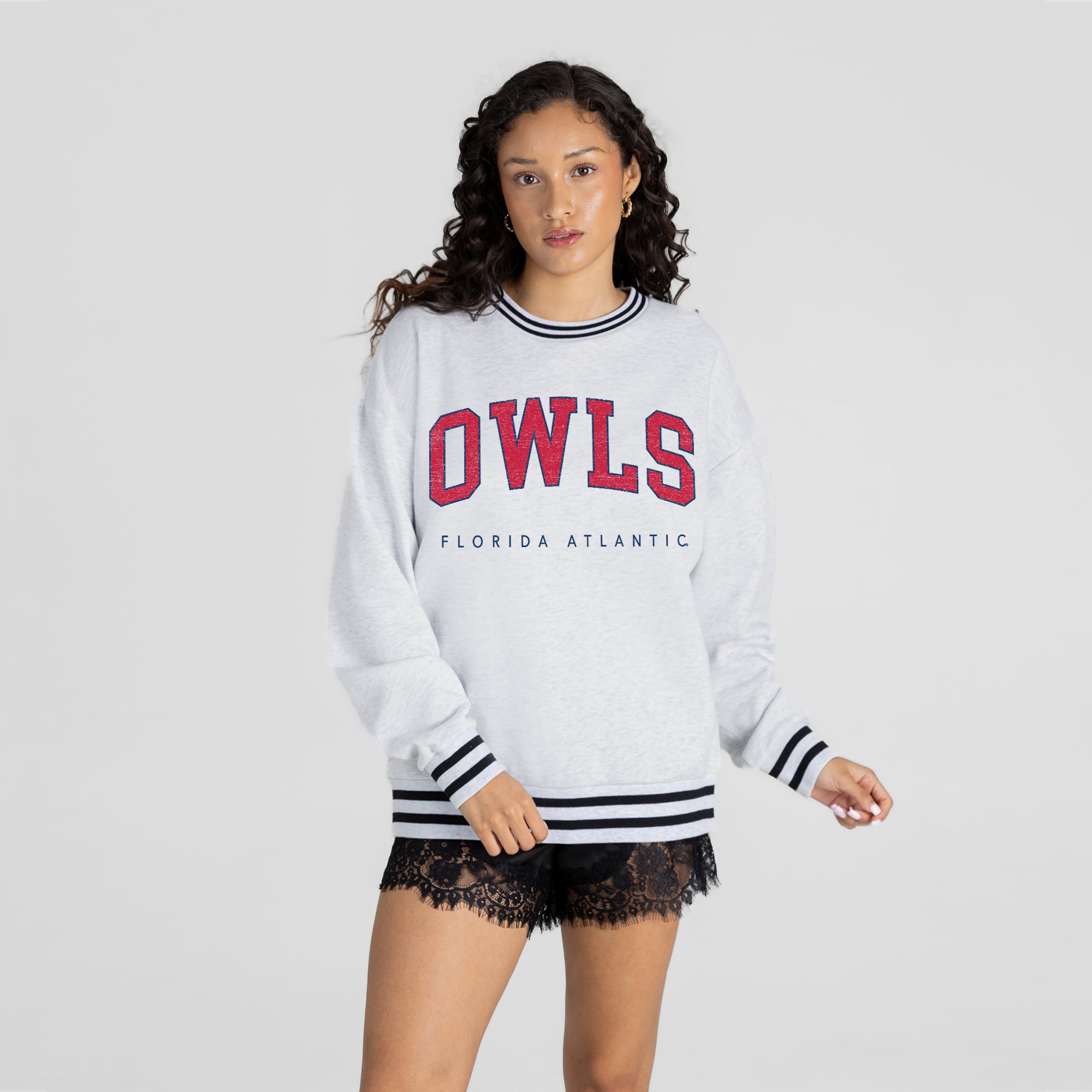 Women's Gameday Couture Ash Florida Atlantic Owls Easy Energy Sweatshirt