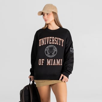 Women's Gameday Couture Black Miami Hurricanes Fierce Flow Black Label Sweatshirt