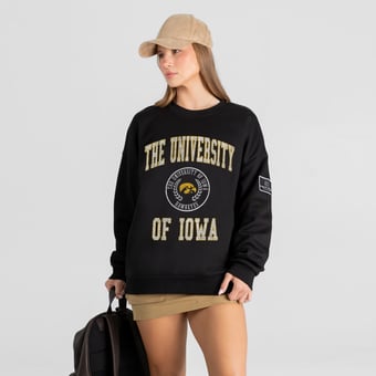 Women's Gameday Couture Black Iowa Hawkeyes Fierce Flow Black Label Sweatshirt