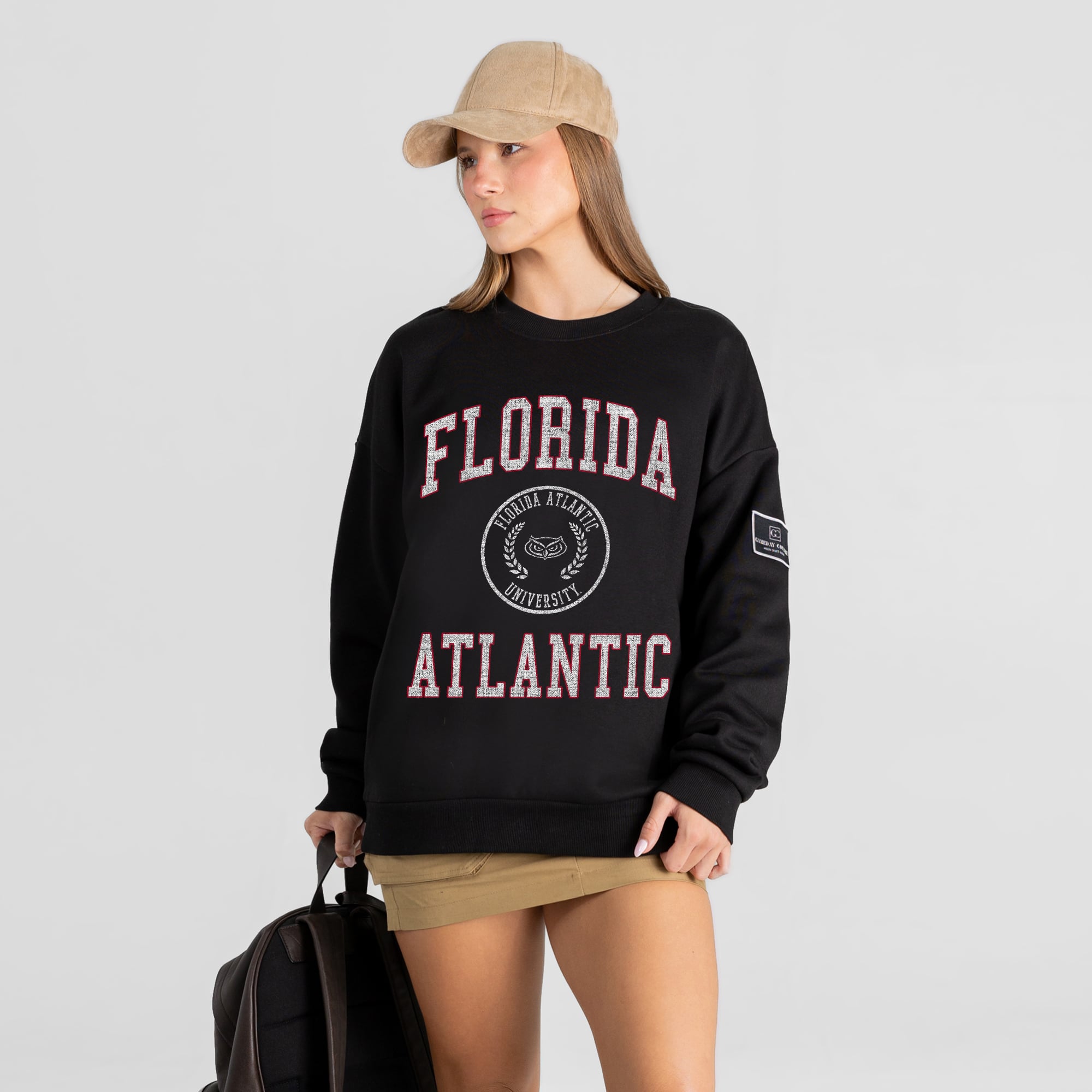 Women's Gameday Couture Black Florida Atlantic Owls Fierce Flow Black Label Sweatshirt