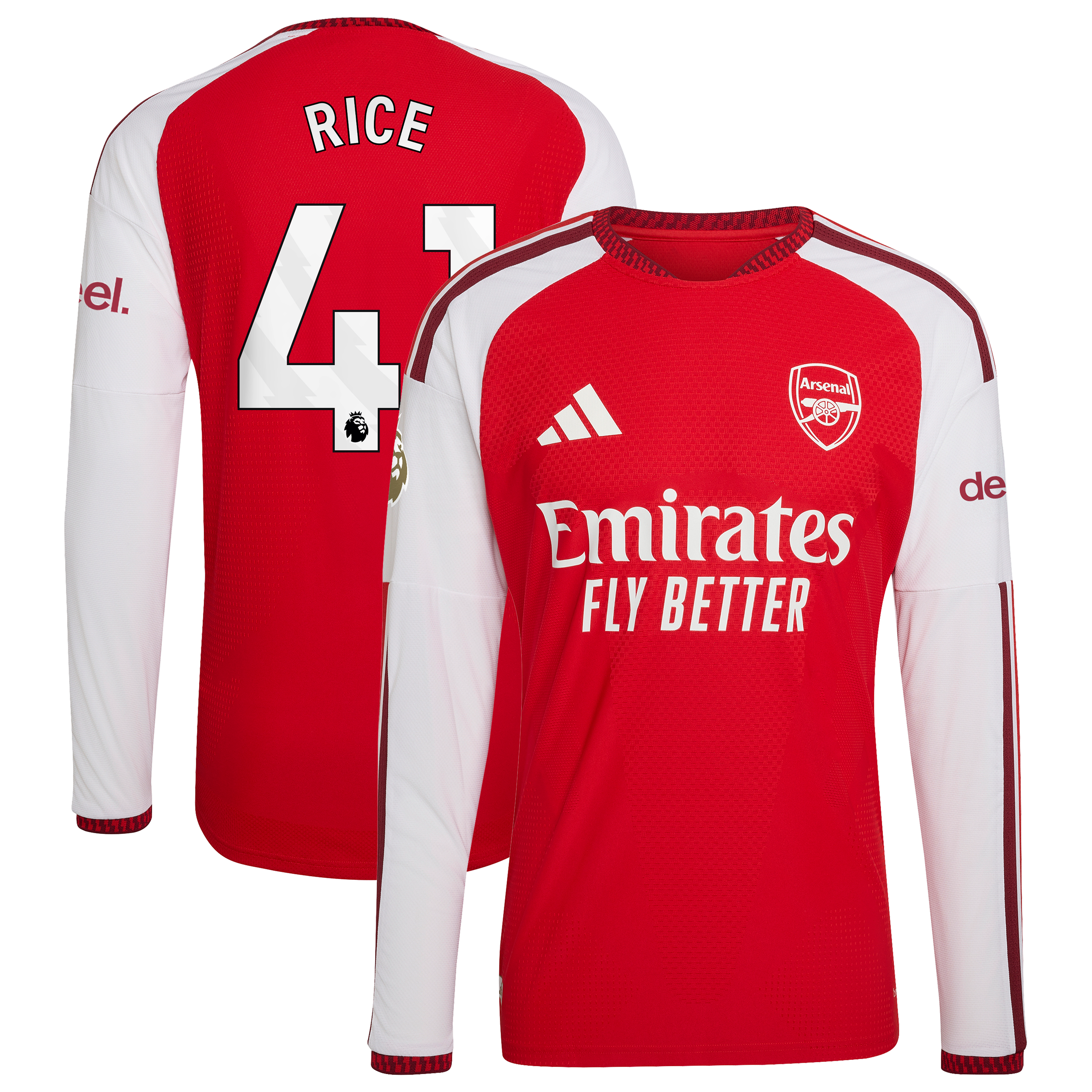 Men's adidas Declan Rice Red Arsenal 2026/27 Home Authentic Long Sleeve Jersey
