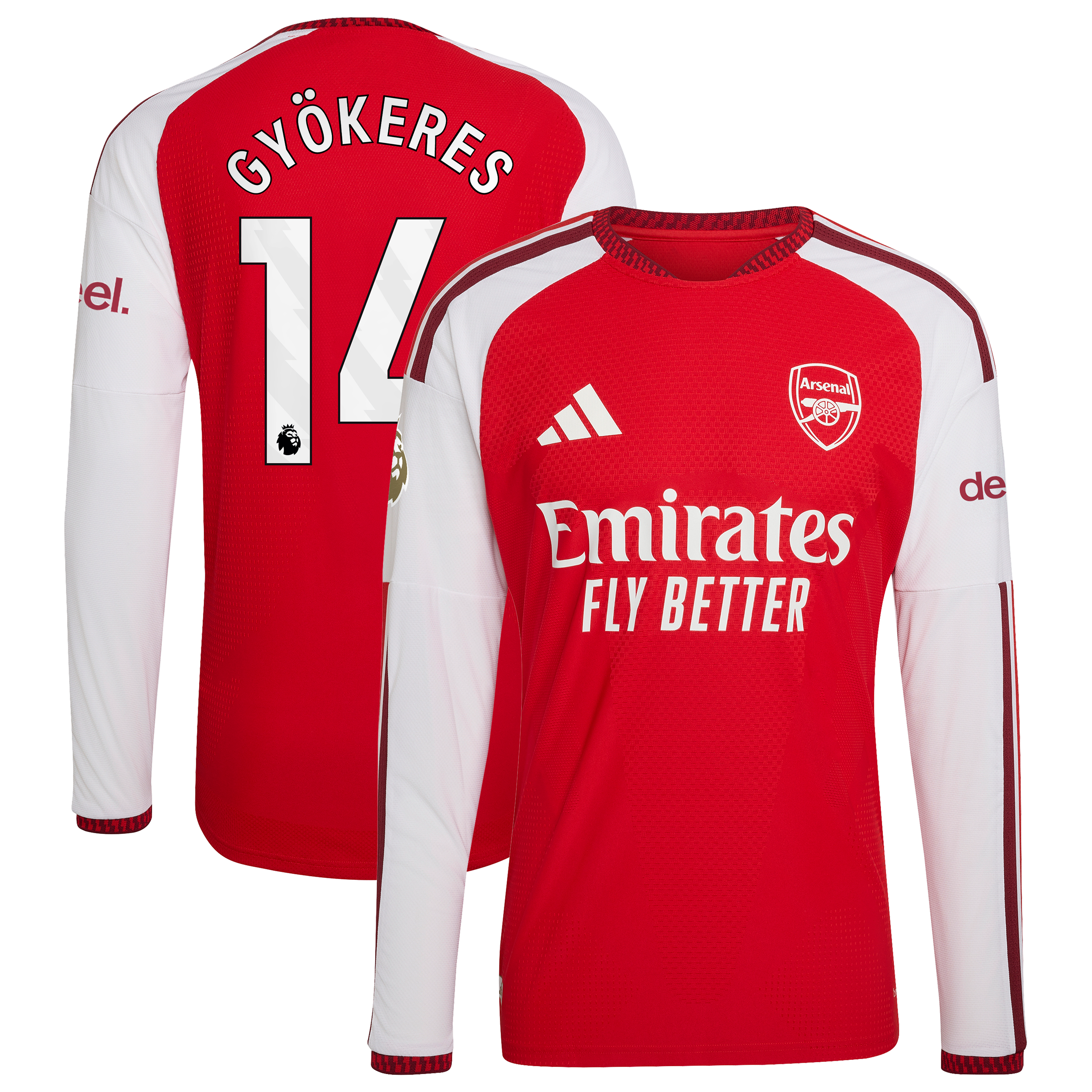 Men's adidas Viktor Gyökeres Red Arsenal 2026/27 Home Authentic Long Sleeve Jersey