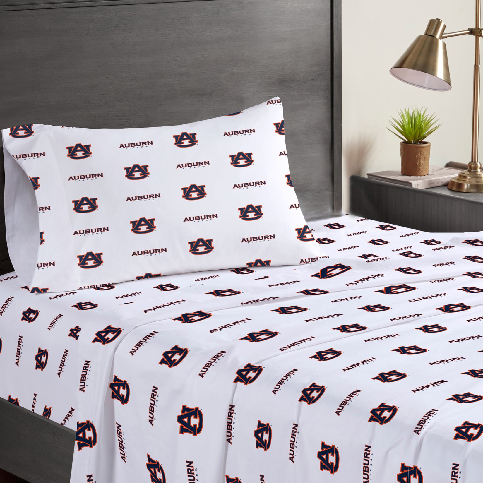 Pegasus Auburn Tigers Three-Piece Twin Sheet Set