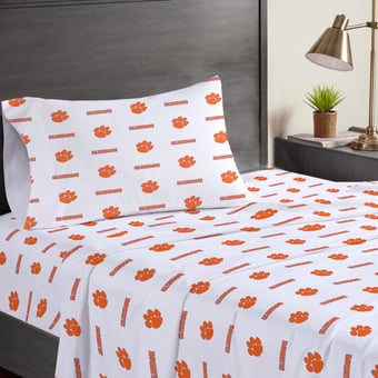 Pegasus Clemson Tigers Three-Piece Twin Sheet Set