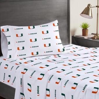 Pegasus Miami Hurricanes Three-Piece Twin Sheet Set