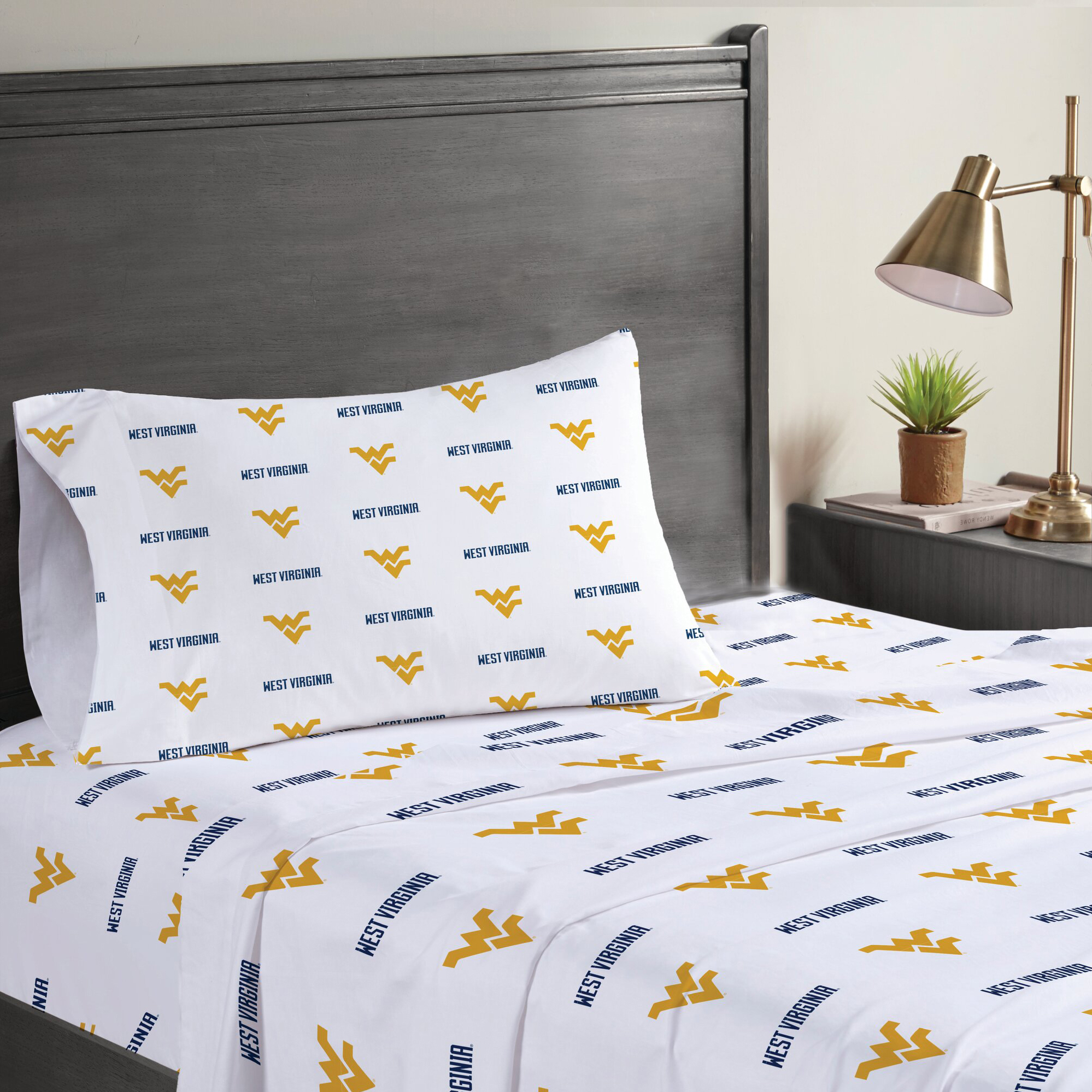 Pegasus West Virginia Mountaineers Three-Piece Twin Sheet Set
