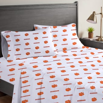Pegasus Clemson Tigers Four-Piece Full Sheet Set