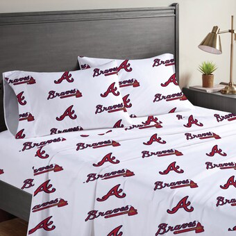 Pegasus Atlanta Braves Four-Piece Queen Sheet Set