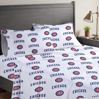 Pegasus Chicago Cubs Four-Piece Queen Sheet Set