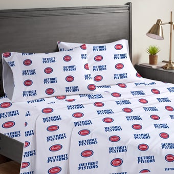 Pegasus Detroit Pistons Four-Piece Queen Sheet Set