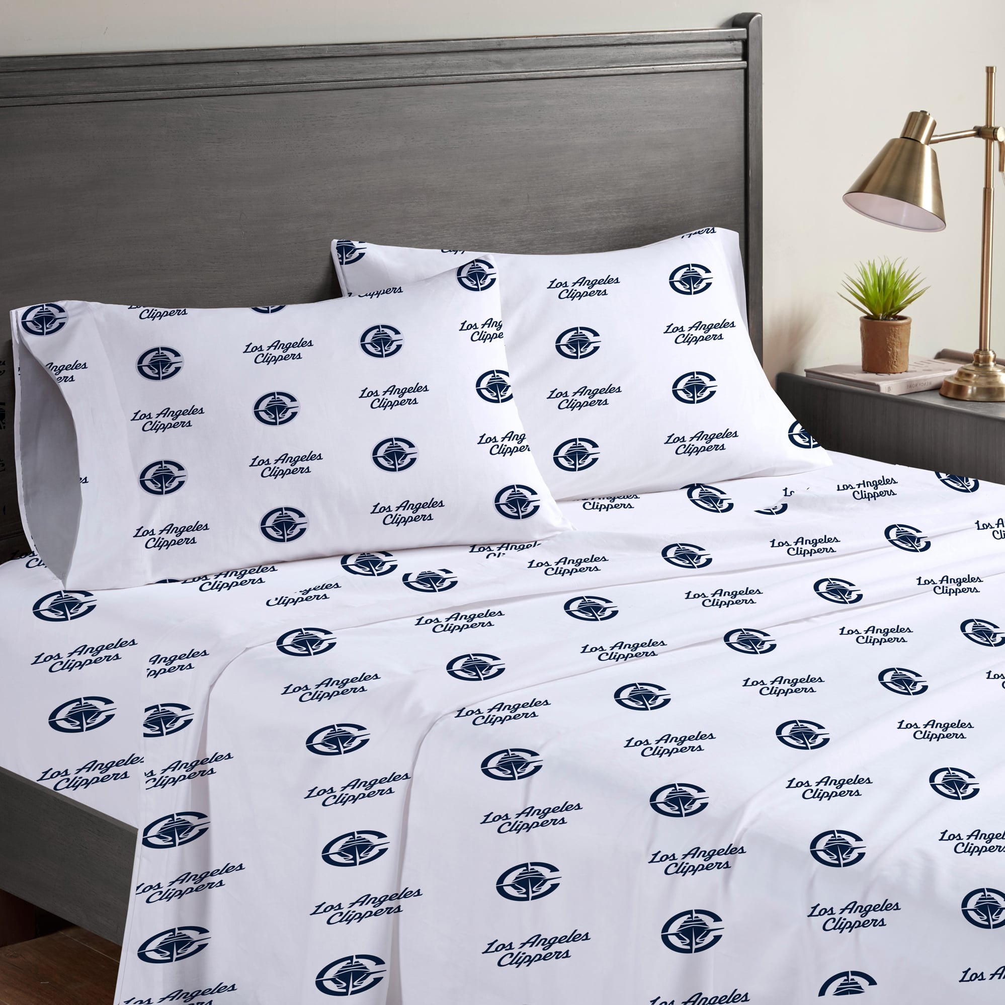 Pegasus LA Clippers Four-Piece Queen Sheet Set