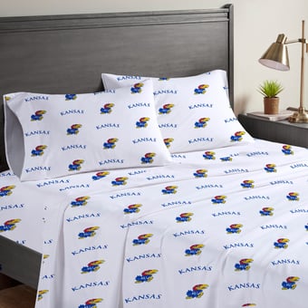 Pegasus Kansas Jayhawks Four-Piece Queen Sheet Set