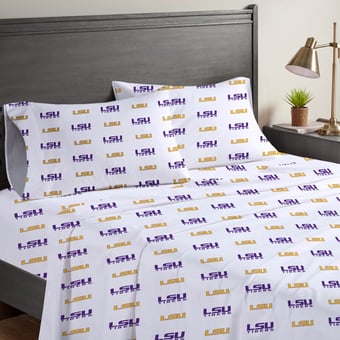 Pegasus LSU Tigers Four-Piece Queen Sheet Set