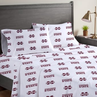 Pegasus Mississippi State Bulldogs Four-Piece Queen Sheet Set