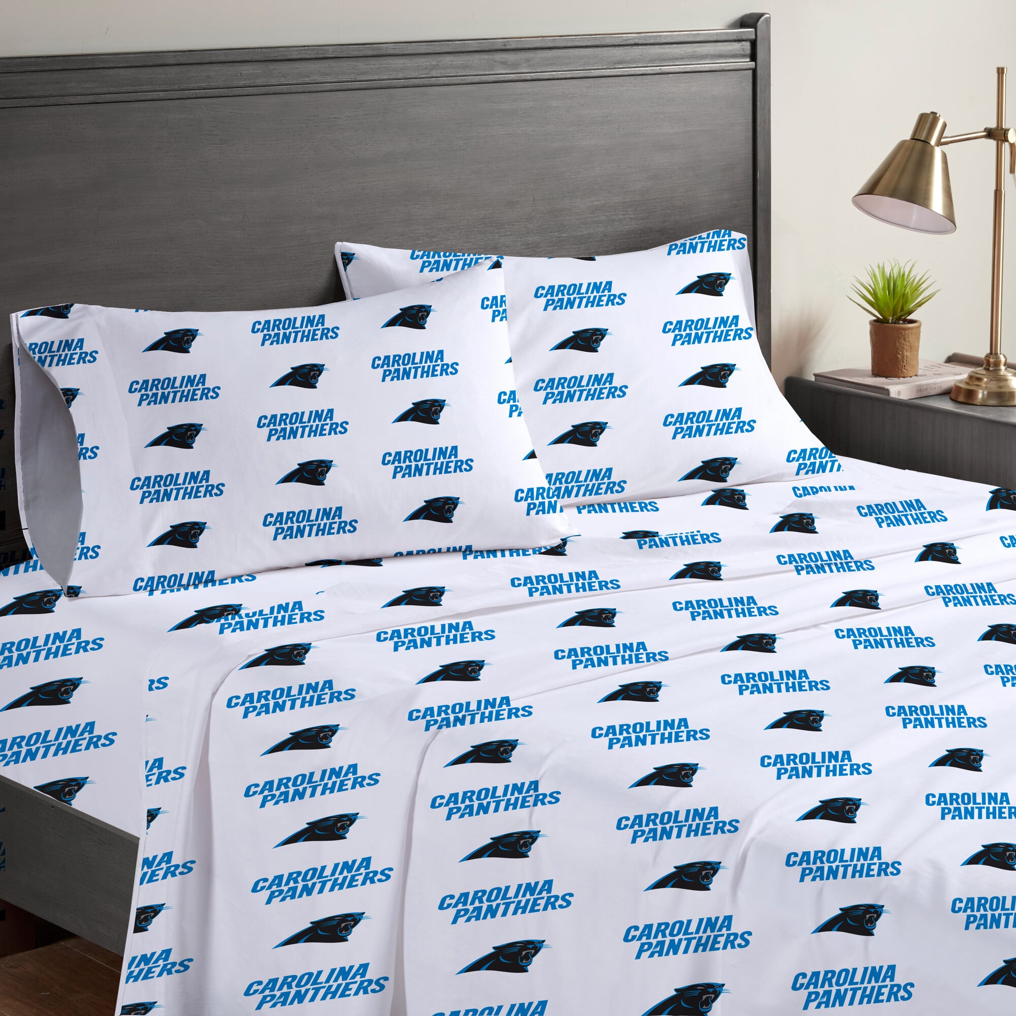 Pegasus Carolina Panthers Four-Piece Queen Sheet Set
