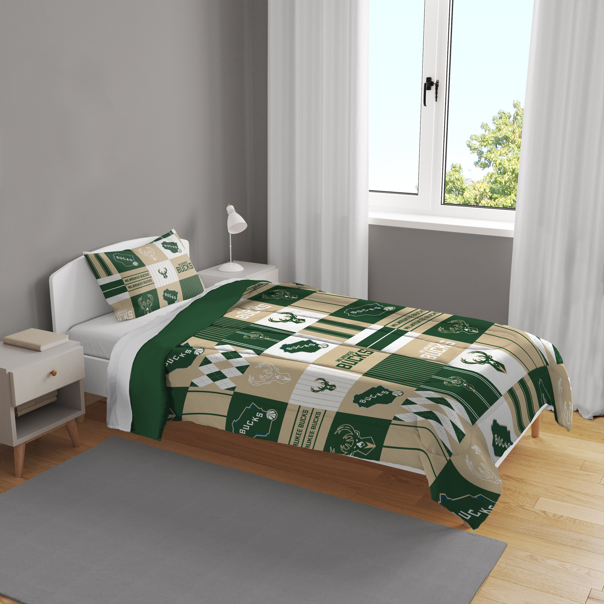 Pegasus Milwaukee Bucks Patchwork Plaid Two-Piece Twin/Twin XL Bed in a Bag Set