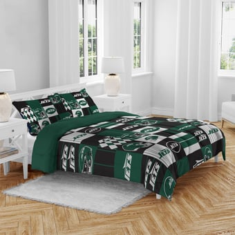 Pegasus New York Jets Patchwork Plaid Three-Piece Full/Queen Bed in a Bag Set