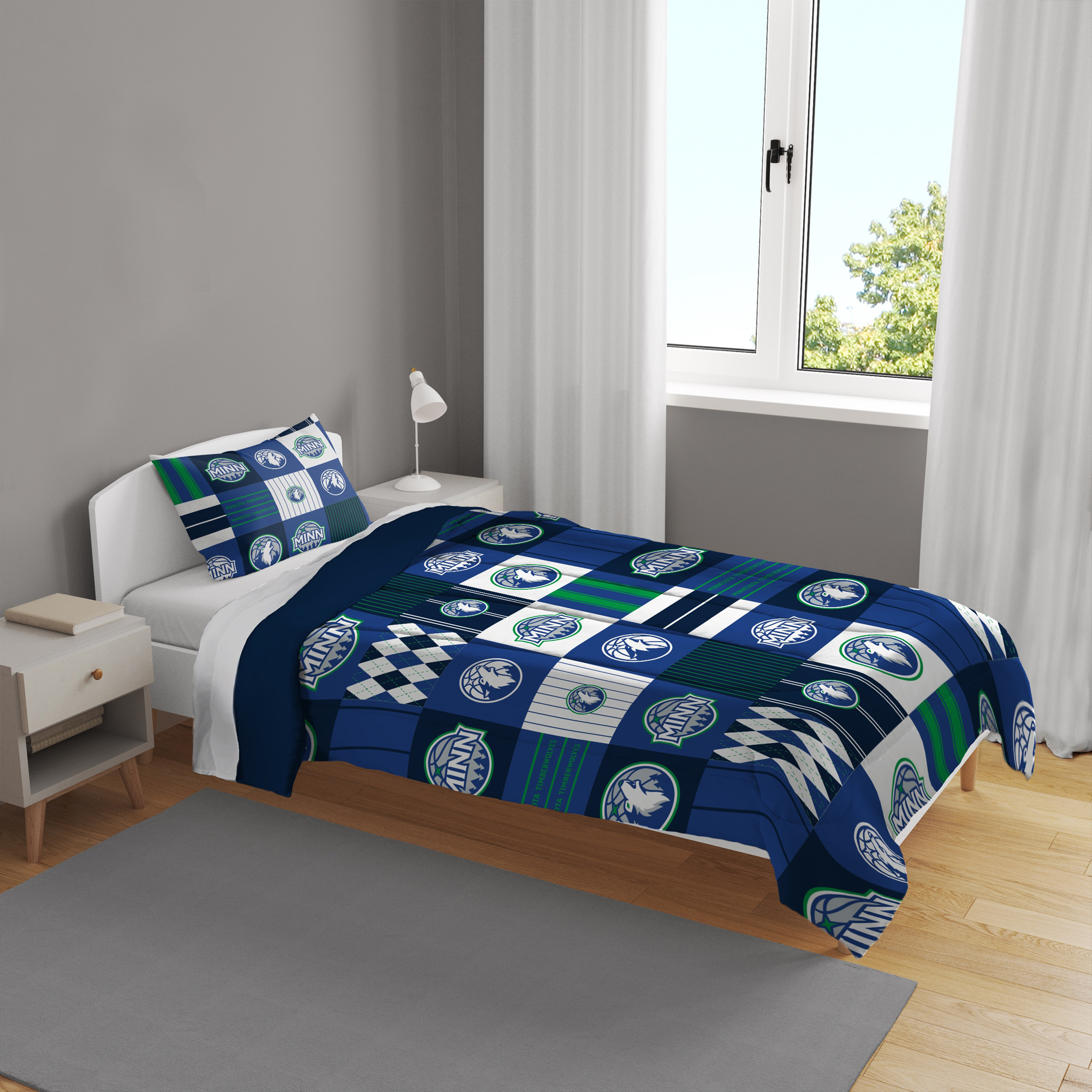 Pegasus Minnesota Timberwolves Patchwork Plaid Two-Piece Twin/Twin XL Bed in a Bag Set