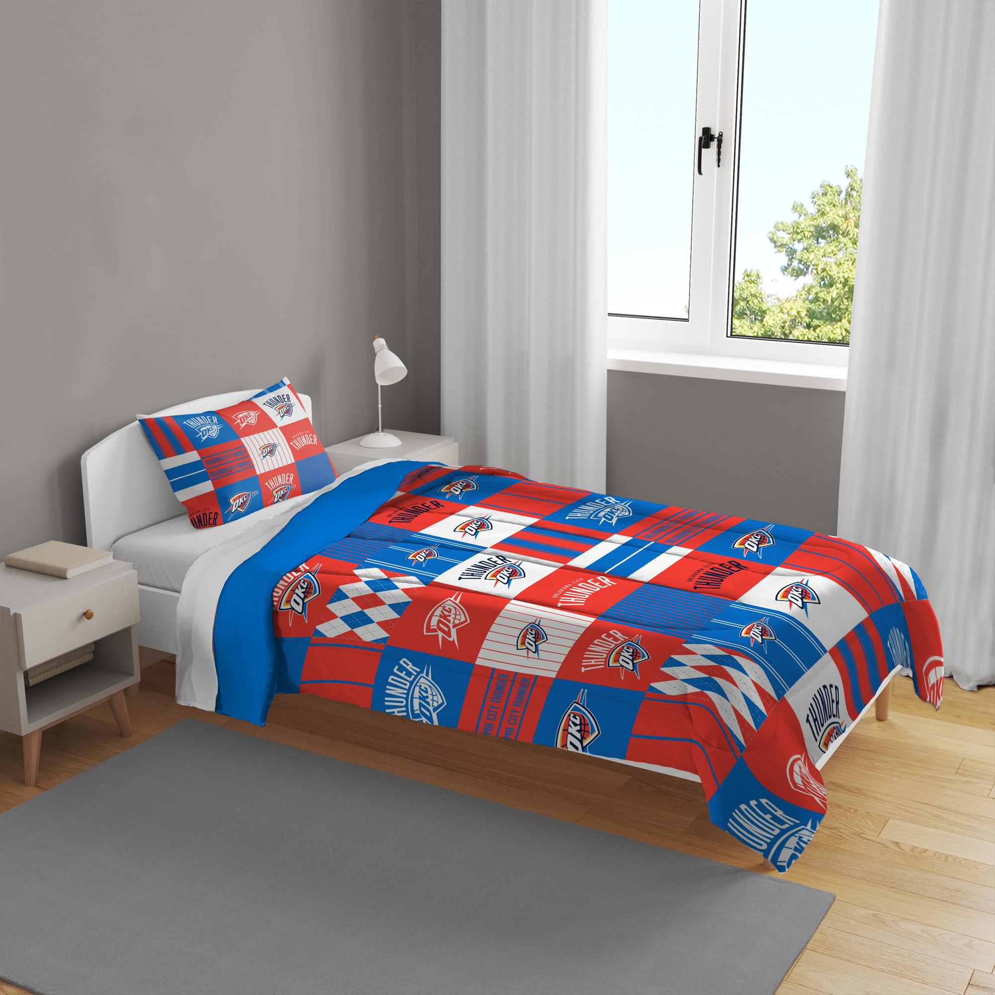 Pegasus Oklahoma City Thunder Patchwork Plaid Two-Piece Twin/Twin XL Bed in a Bag Set