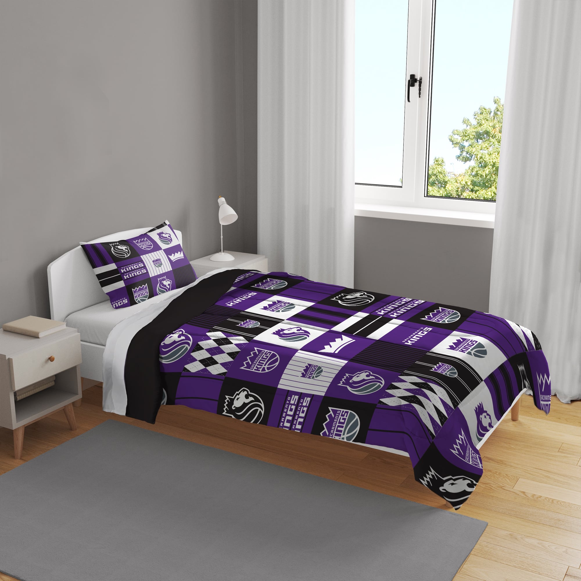 Pegasus Sacramento Kings Patchwork Plaid Two-Piece Twin/Twin XL Bed in a Bag Set