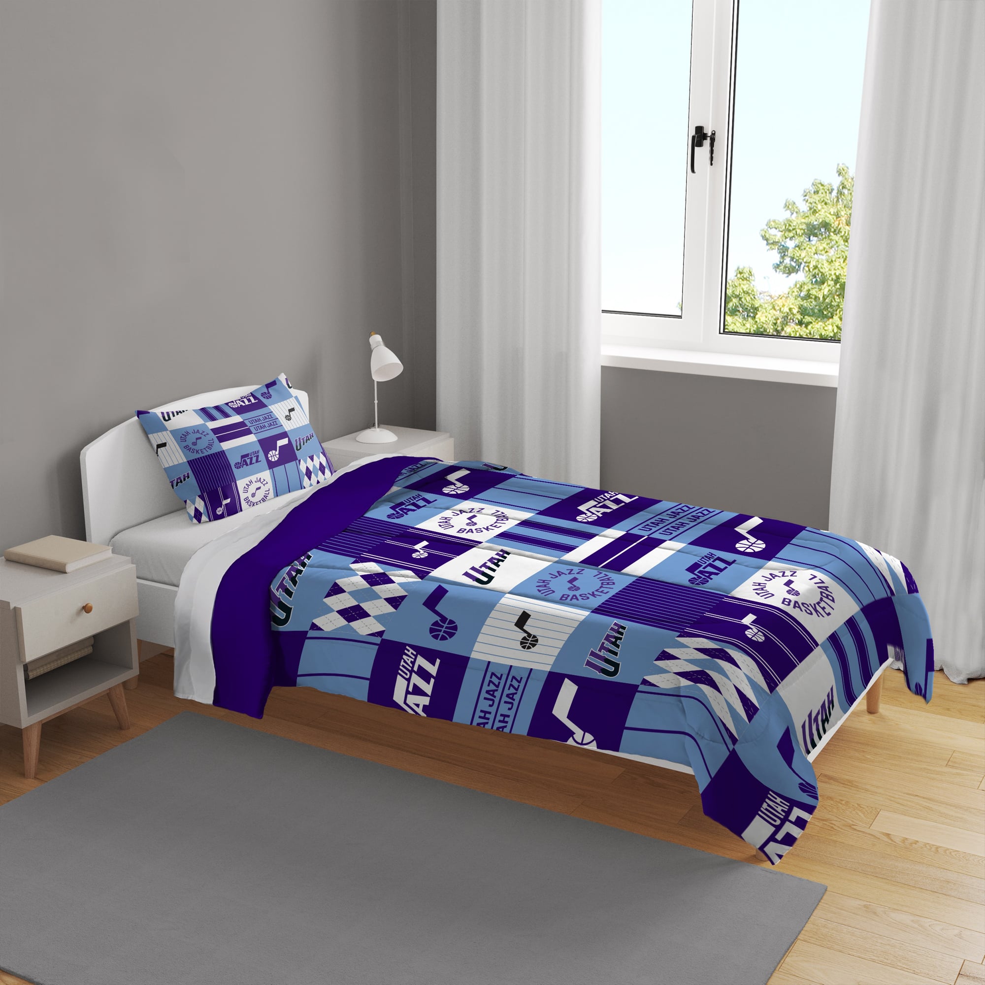 Pegasus Utah Jazz Patchwork Plaid Two-Piece Twin/Twin XL Bed in a Bag Set