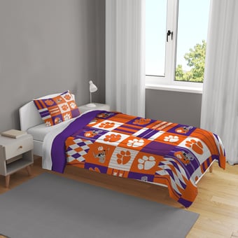Pegasus Clemson Tigers Patchwork Plaid Two-Piece Twin/Twin XL Bed in a Bag Set