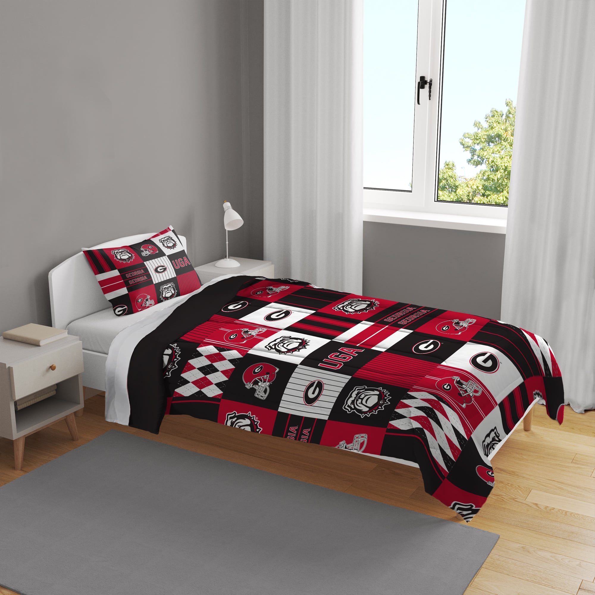 Pegasus Georgia Bulldogs Patchwork Plaid Two-Piece Twin/Twin XL Bed in a Bag Set