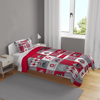 Pegasus Ohio State Buckeyes Patchwork Plaid Two-Piece Twin/Twin XL Bed in a Bag Set