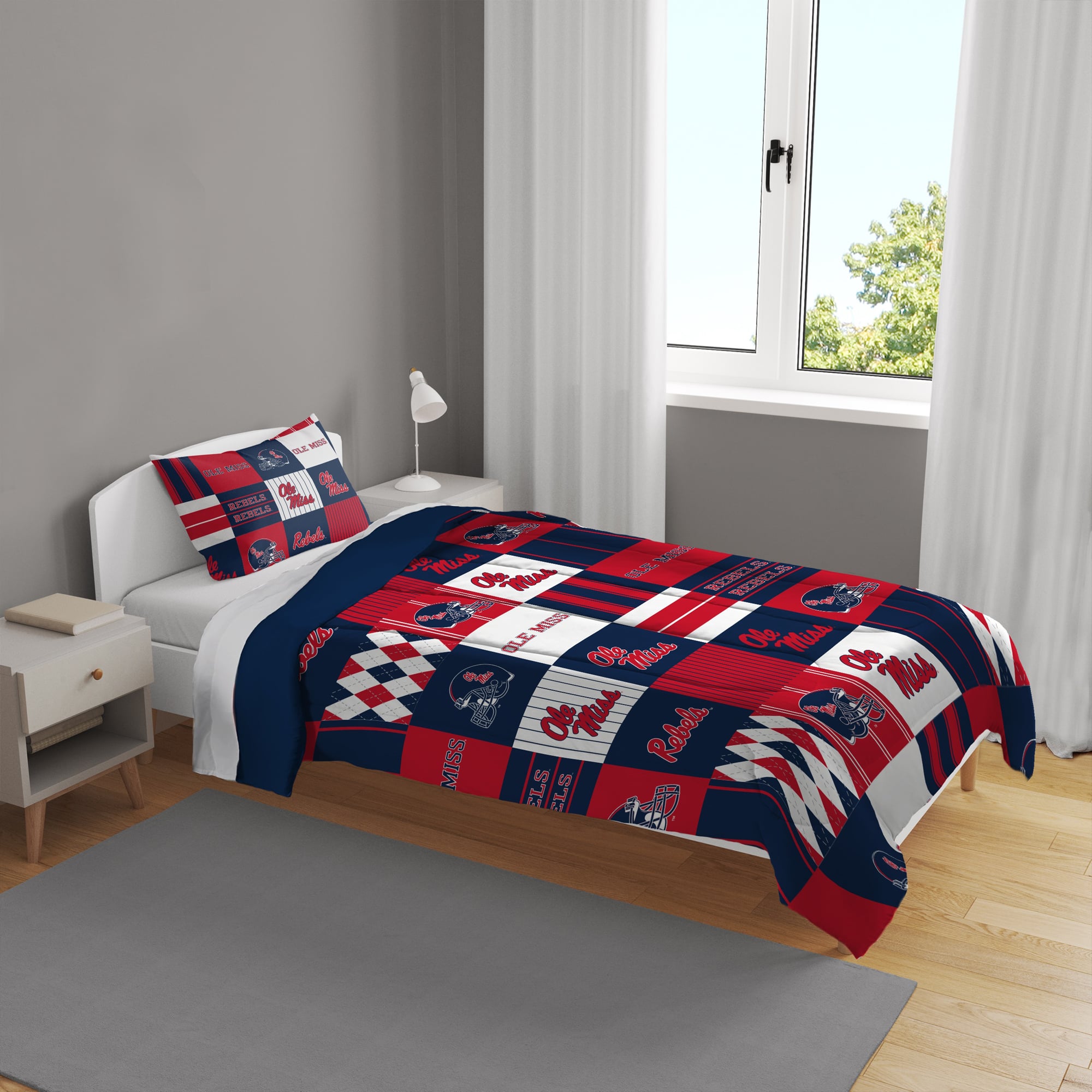 Pegasus Ole Miss Rebels Patchwork Plaid Two-Piece Twin/Twin XL Bed in a Bag Set