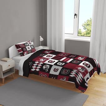 Pegasus South Carolina Gamecocks Patchwork Plaid Two-Piece Twin/Twin XL Bed in a Bag Set