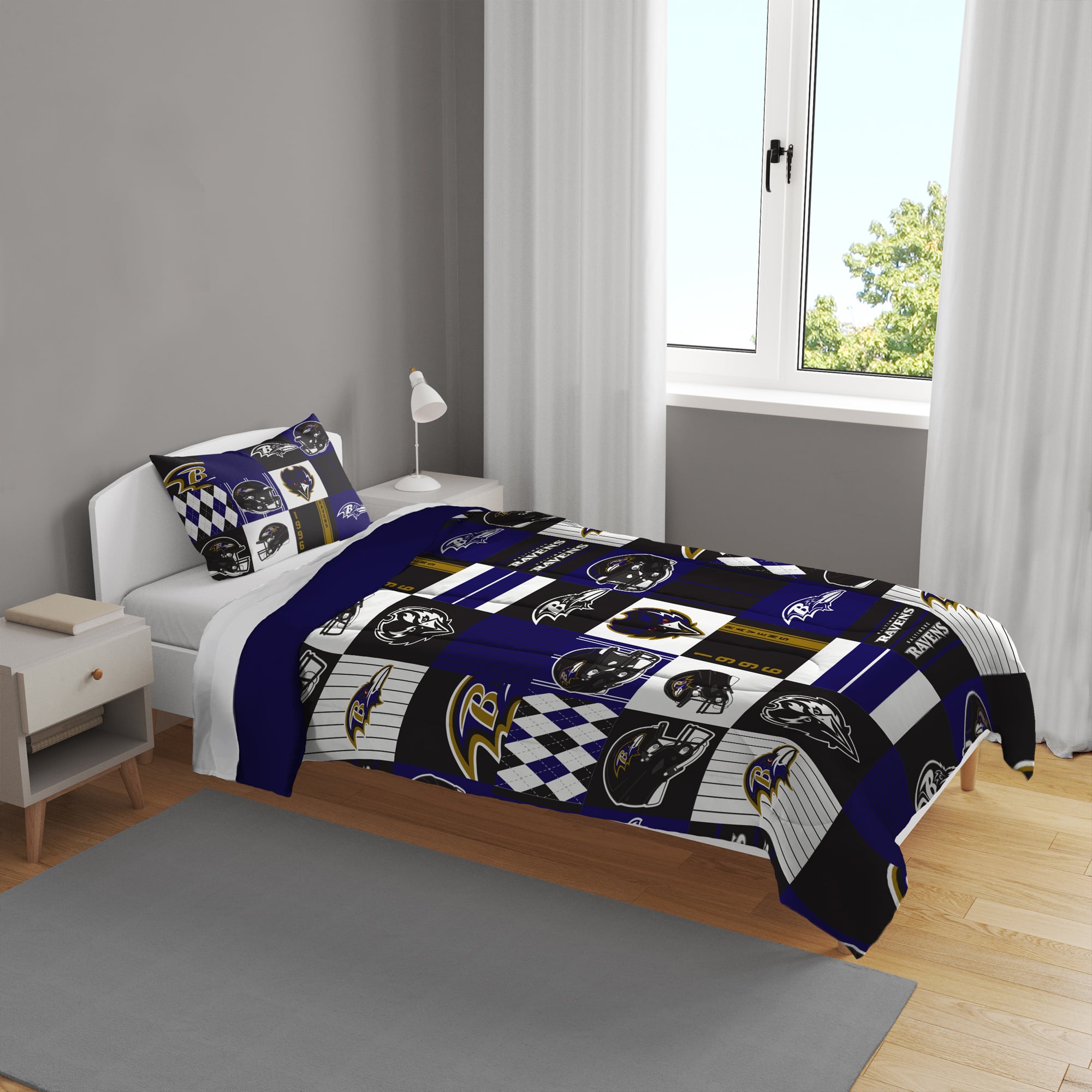 Pegasus Baltimore Ravens Patchwork Plaid Two-Piece Twin/Twin XL Bed in a Bag Set