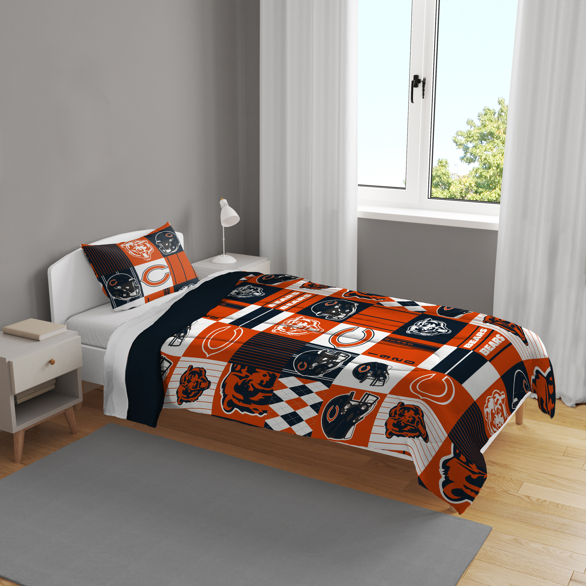 Pegasus Chicago Bears Patchwork Plaid Two-Piece Twin/Twin XL Bed in a Bag Set