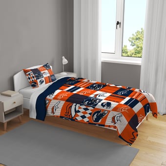 Pegasus Denver Broncos Patchwork Plaid Two-Piece Twin/Twin XL Bed in a Bag Set