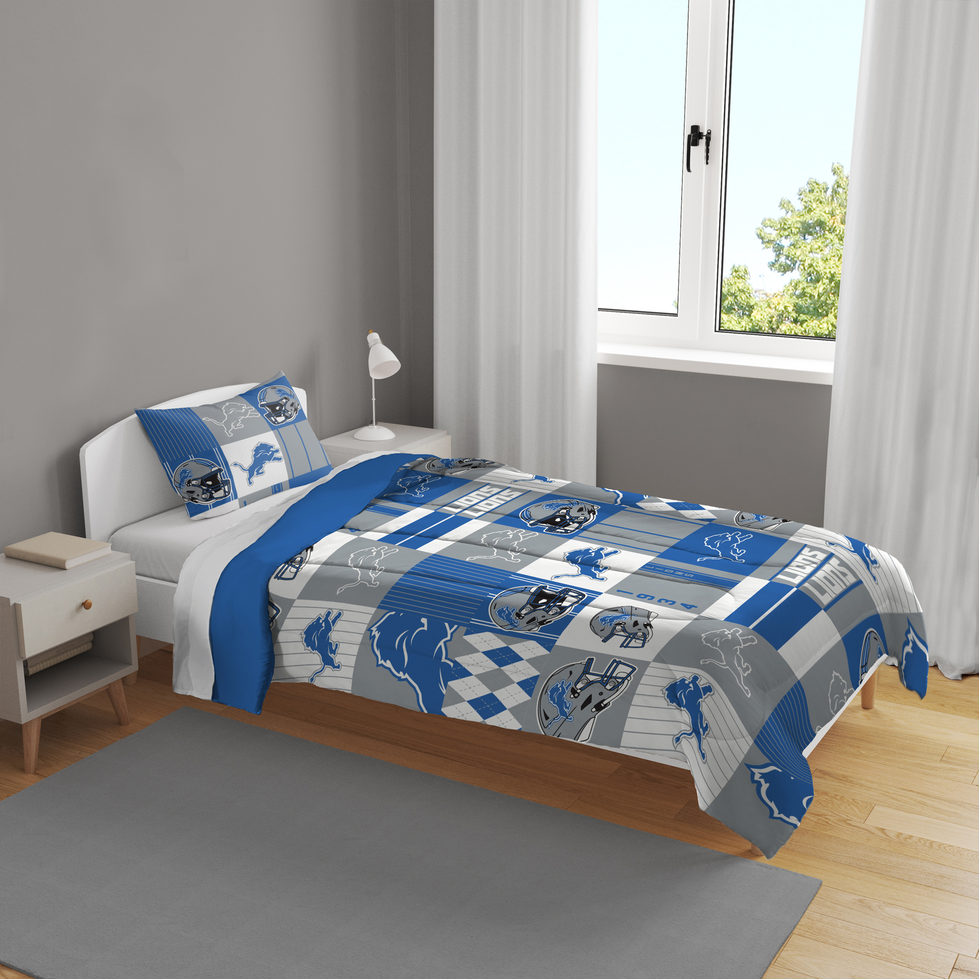 Pegasus Detroit Lions Patchwork Plaid Two-Piece Twin/Twin XL Bed in a Bag Set