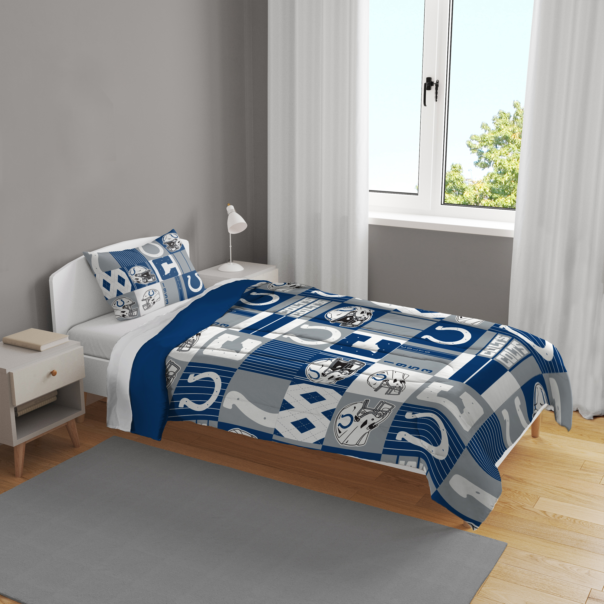 Pegasus Indianapolis Colts Patchwork Plaid Two-Piece Twin/Twin XL Bed in a Bag Set