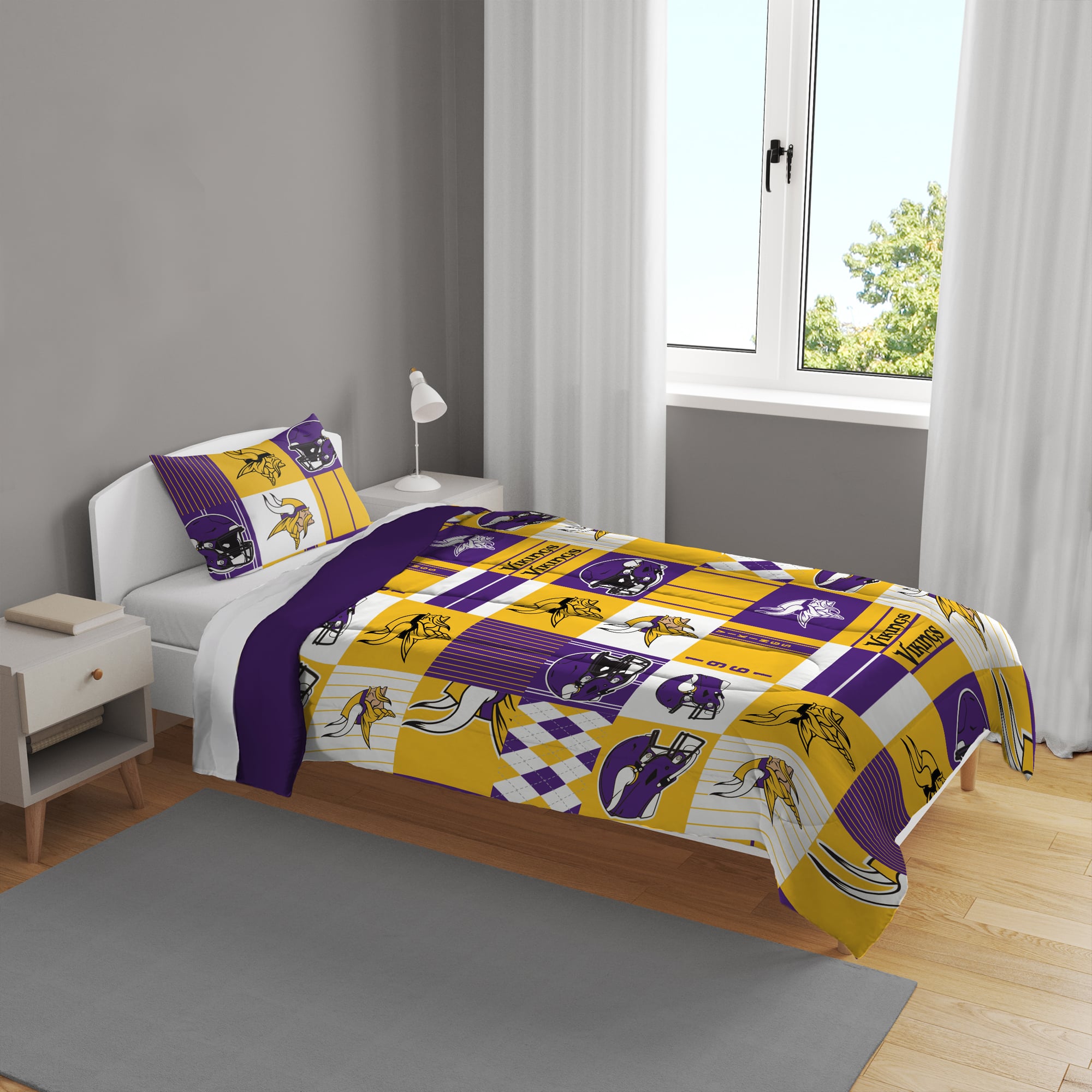 Pegasus Minnesota Vikings Patchwork Plaid Two-Piece Twin/Twin XL Bed in a Bag Set